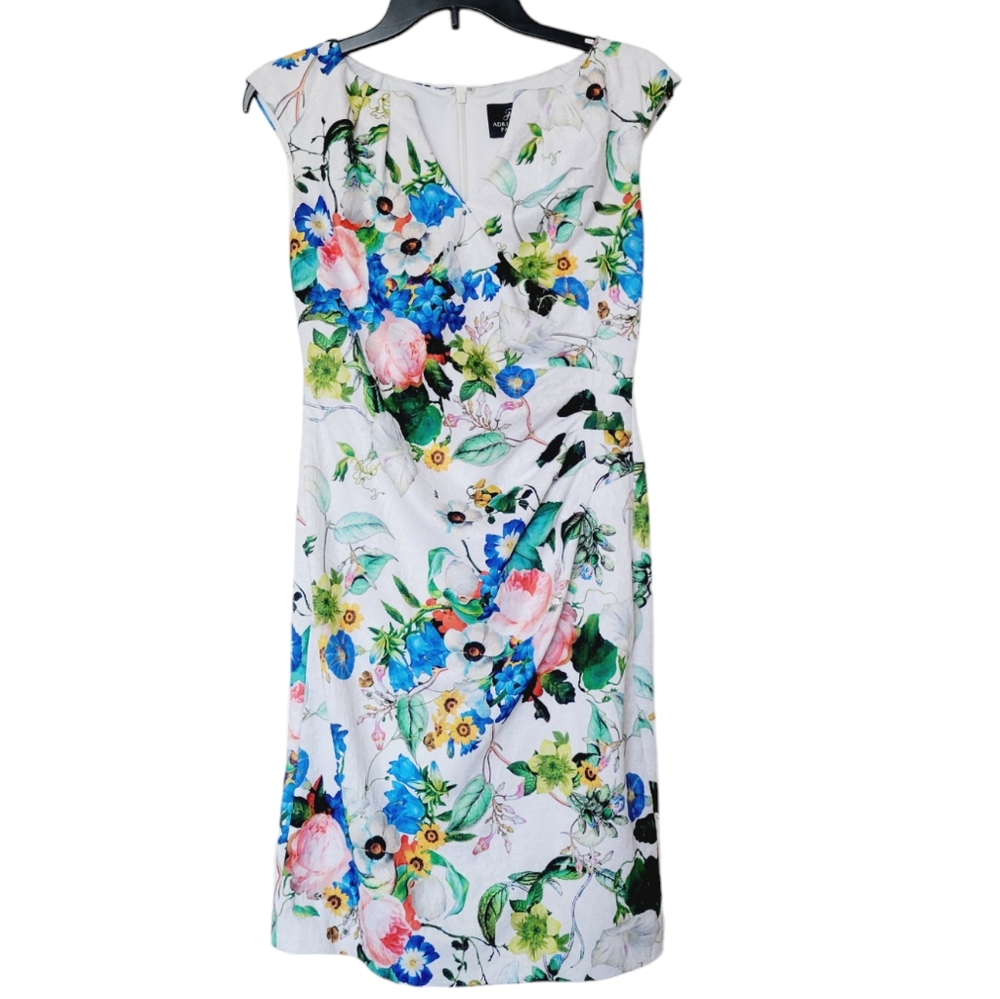 Adrianna Papell Floral V-Neck Sheath Dress